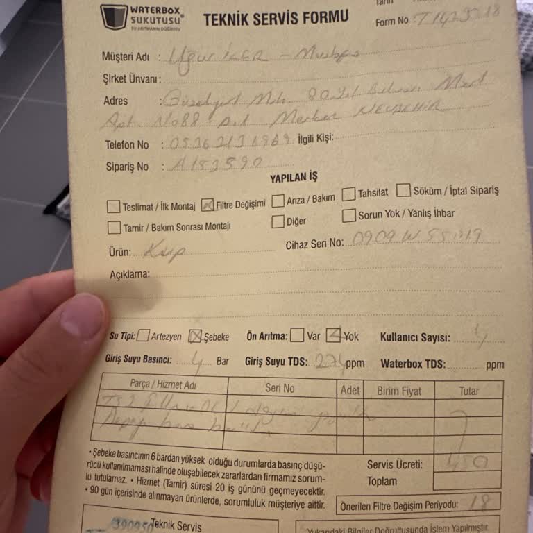 Waterbox Sağlam Cihazım Filtre Değişim Sonra Bozuldu
