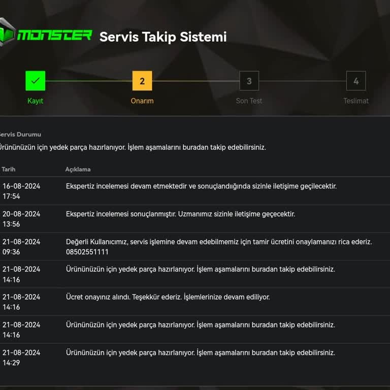 Monster Bilgisayar Servisinde Batarya Yenileme Ve Gecikme Sorunu