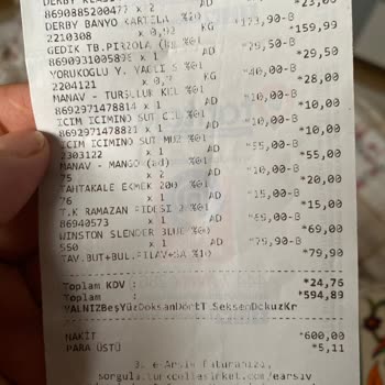 Tahtakale Spot Antalya Alınmayan Ürünün Fişte Yer Alarak Parası Alındı