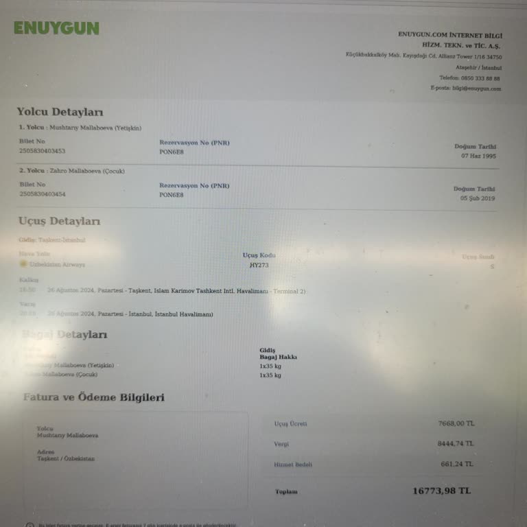 Enuygun.com Bilet İade Sorunu