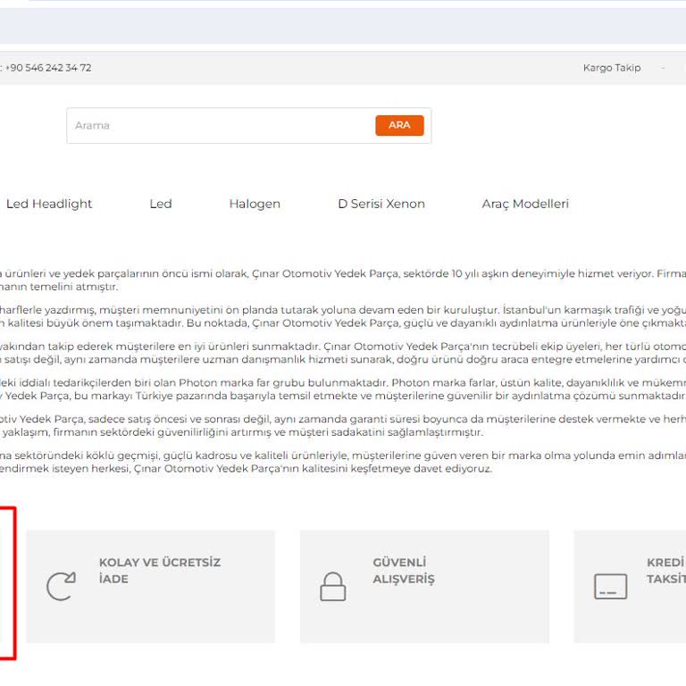 Cinarotomotivyedekparca.com Sitesi Ürünleri Kargo Ücretine Tabi