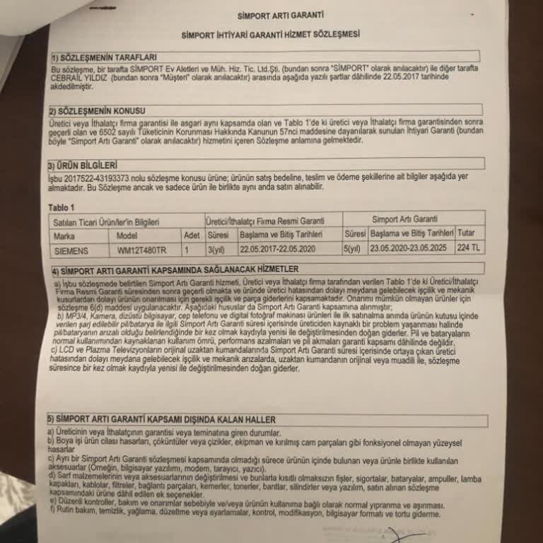 Siemens Çamaşır Makinesi Ek Garanti Sorunu Ve Mağduriyet