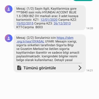 Sigorta Bilgi ve Gözetim Merkezi 5667 Araç Kaza Sorgulama Kaza Tarihi Var Rakam Yok