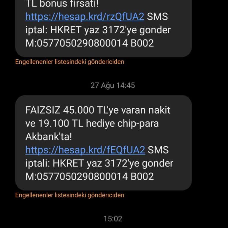 Hesap Kurdu SMS Göndermeyin Artık
