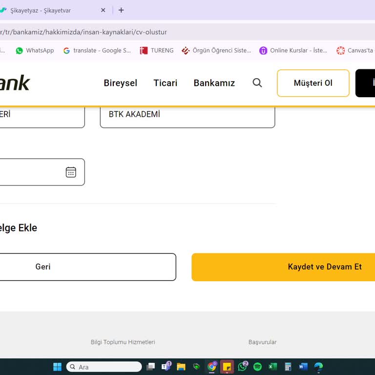 VakıfBank Kariyer CV Güncelleme Hatası