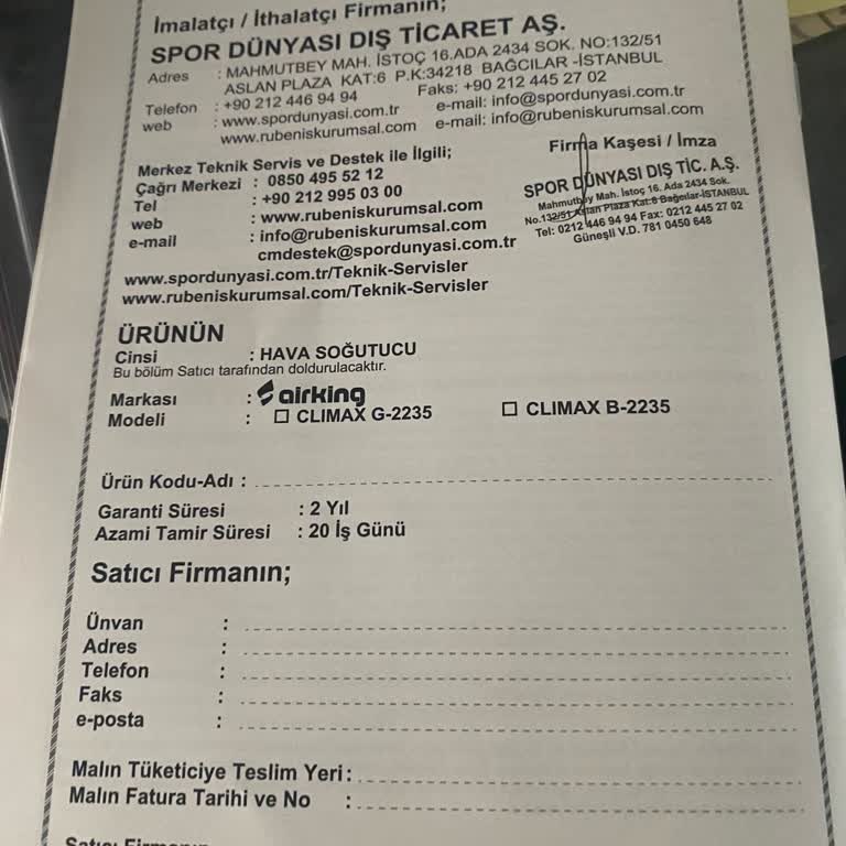 Spor Dünyası Dış Ticaret Airking Deposu