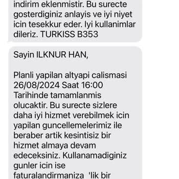 TURKISS 10 Gündür İnternet Kesintisi Ve İptal Talebi