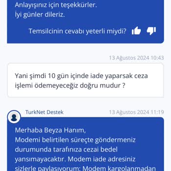 TurkNet Modemi İade Alıp Hala Cezai İşlem Bedeli İstiyor!