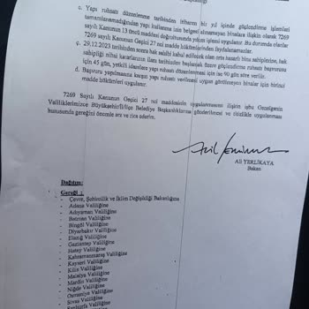 DASK Acil Yardım Cumhurbaşkanın Verdiği Belgeleri Kabul Edilmesi