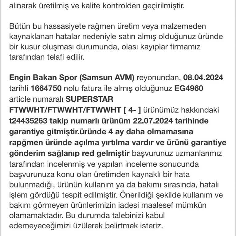 Adidas Mağazasından Aldığım Ürünün Garanti Sürecindeki Sorunlar