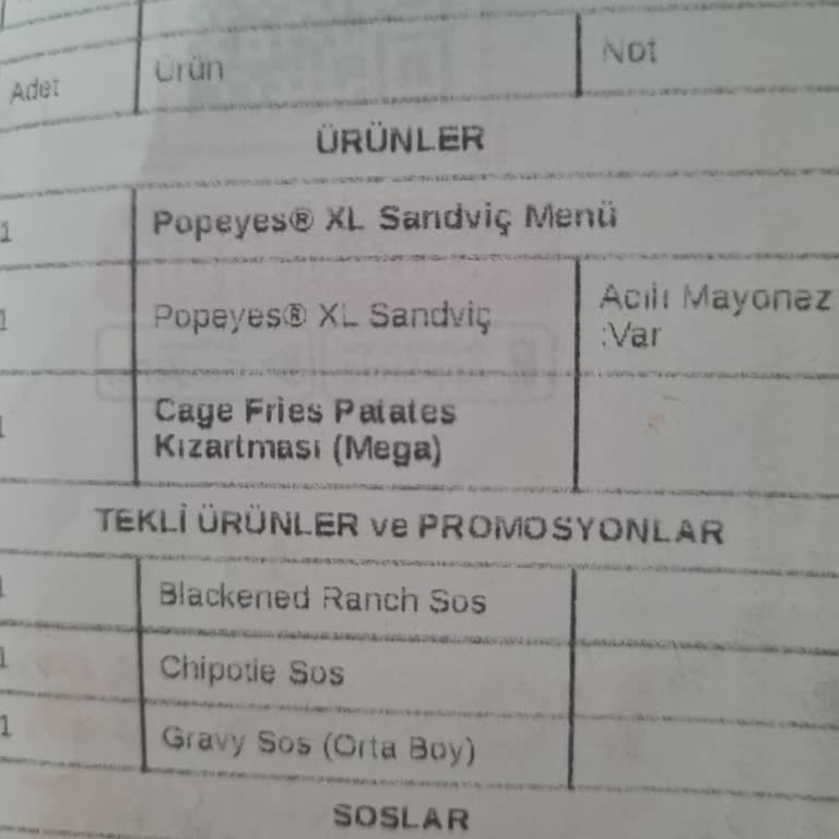 365 AVM Popeyes 365 Şube Sipariş Hataları