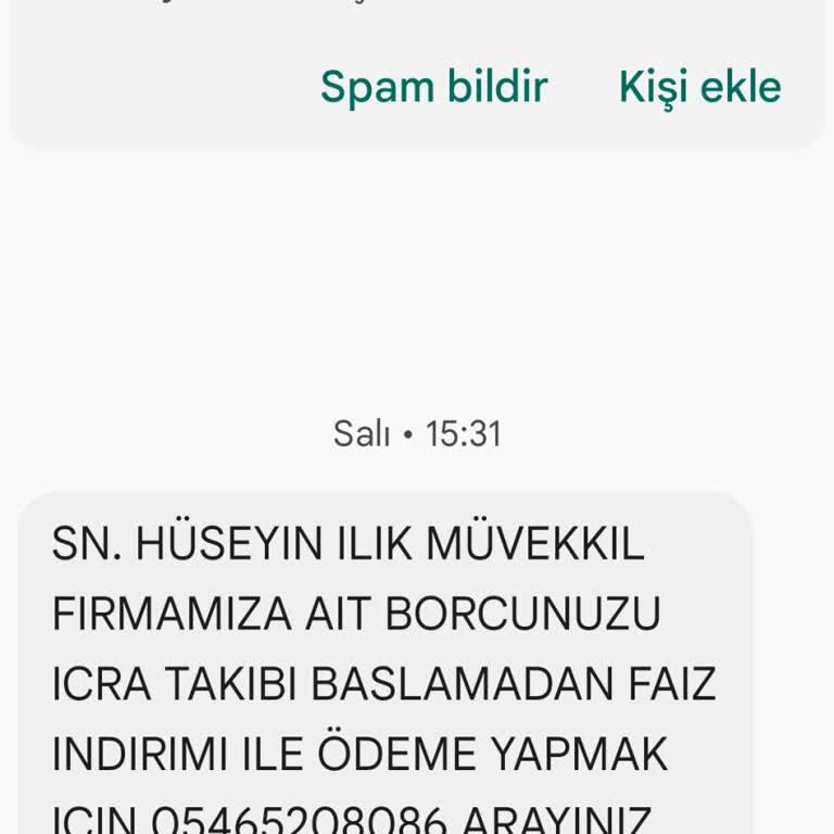 UCKOCLAR HK (SMS) İcra Davası Sorunu