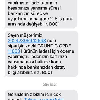 Teknosa İademi Eksik Yatırdı