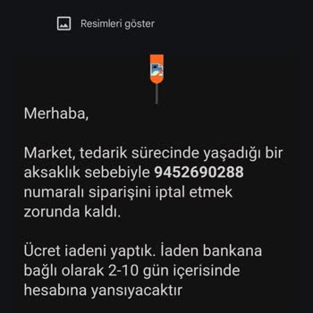 Trendyol Hızlı Market Siparişimde Ekstra Ücret Talebi