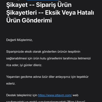 PTT Kargo Eksik Ürün Teslimatı Ve İlgisiz Müşteri Hizmetleri