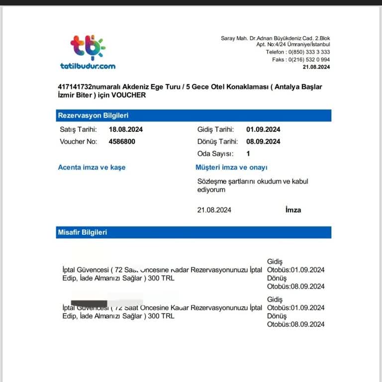 Tatilbudur.com Rezervasyonumu İptal Etmiyor