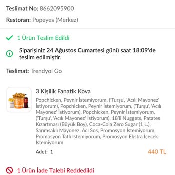 Trendyol Yemek Siparişimde Eksik Ve Yanlış Ürün Sorunu