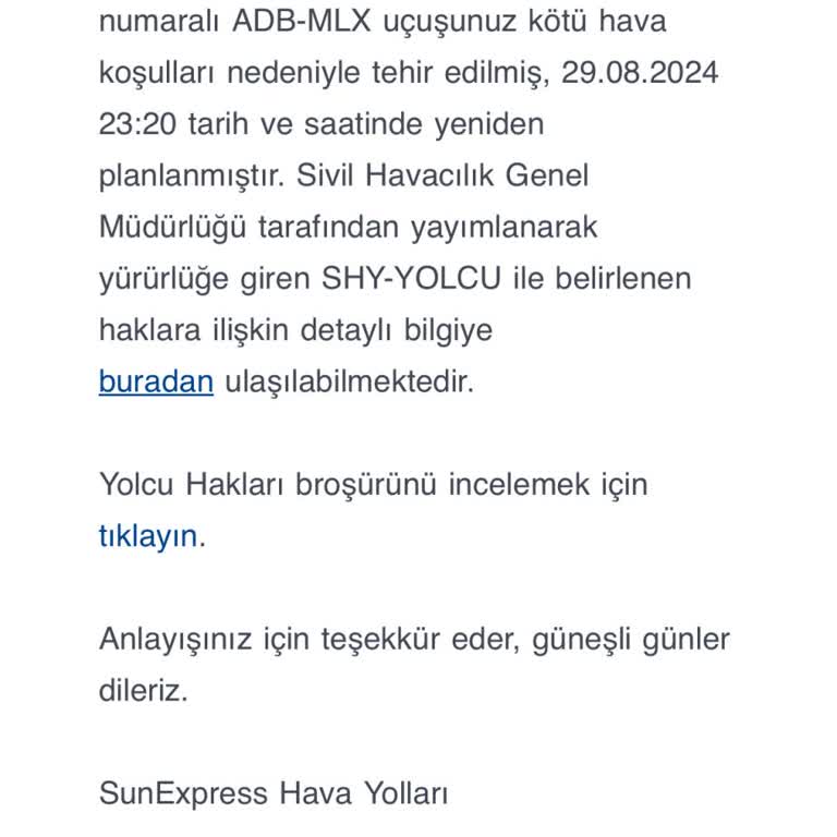 SunExpress Hava Yolları Deprem Bölgesine Üç Saatlik Gecikme