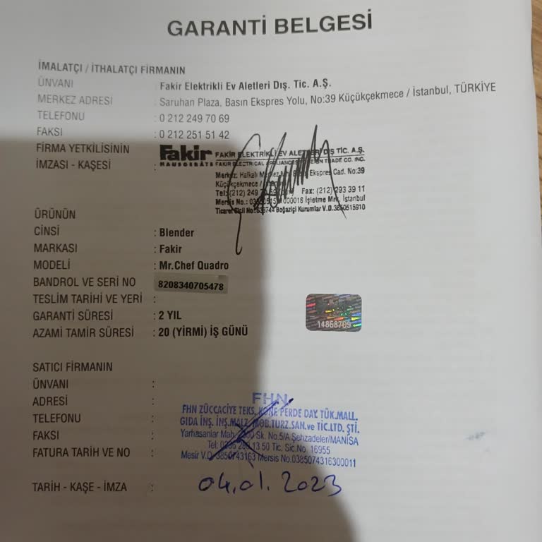 Fakir Chef Qadro Blender Seti Dişli Arızası Ve Garanti Sorunu