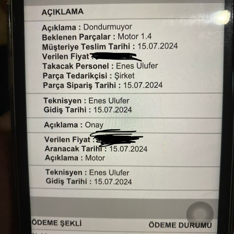 Diyarbakır Merkez Teknik Servis Yeni Taktıkları Motor Yandı