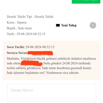 Venüs Design İade Ürünlerin Tutarının Geri Verilmemesi