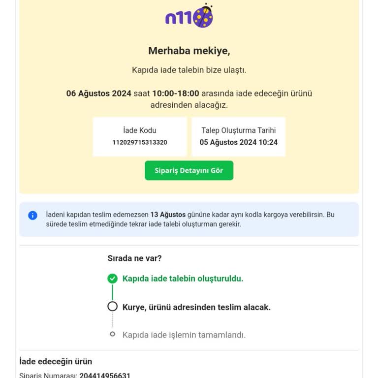 N11 İn İade Talebindeki İhmalkarlığı