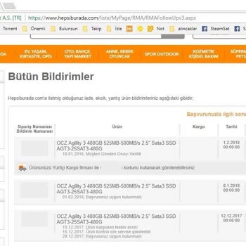 Hepsiburada SSD'mi Başkasına Verdi