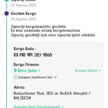 Dolap Teslim Edilen Ürünün Kargolanmamış Olarak Görünmesi