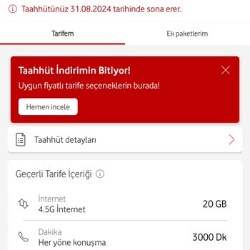 Vodafone Yüksek Tarife Fiyatları