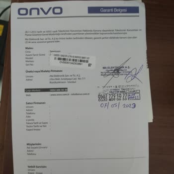 Onvo Servis Ve Parça Sorunu
