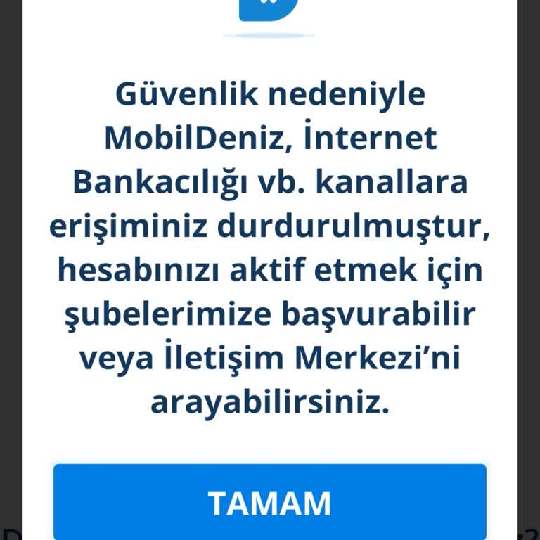 Denizbank Mobil Denize Giriş Yapamıyorum