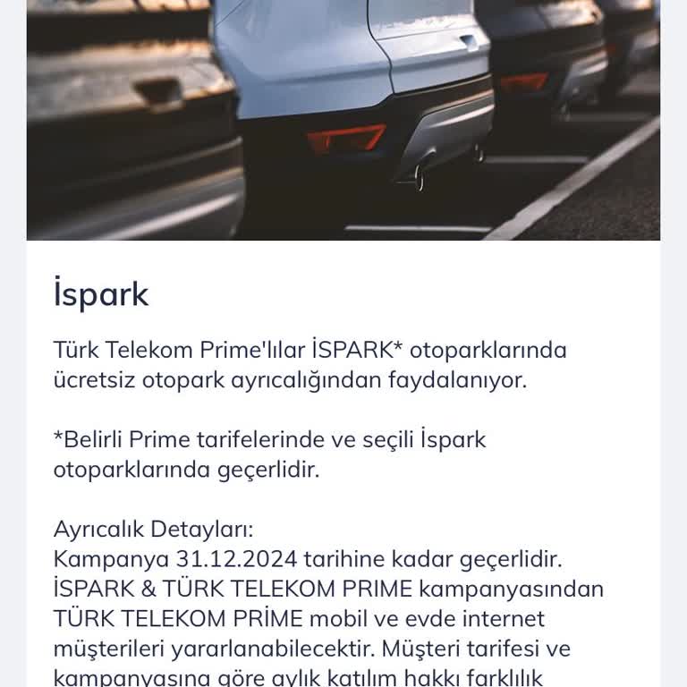 Türk Telekom Prime Kullanmama Rağmen İspark Kodu Alamıyorum.