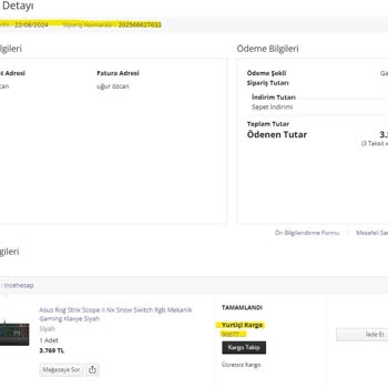 İncehesap Yanlış Ürün Gönderimi Ve Kargolanmayan Sipariş