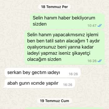 Jolly Tur Ödemeyi Aldı İade Etmiyor