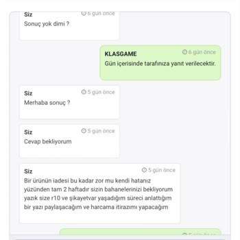 Klasgame'den Alınan Ürün Ve İade Süreci Sorunları