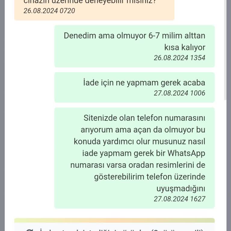 Kılıf Marketim Yardım Alamıyorum. Yanlış Ürün Gönderdiler