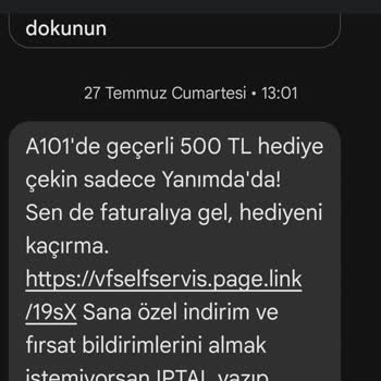Vodafone A101 500 TL Hediye Çeki