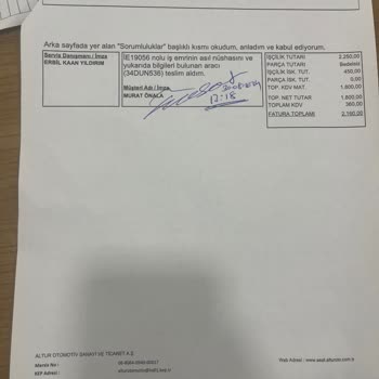 Altur Otomotiv Kötü Bir Hizmet Kalitesi Ve Müşteriyi Mağdur Etme Hususu