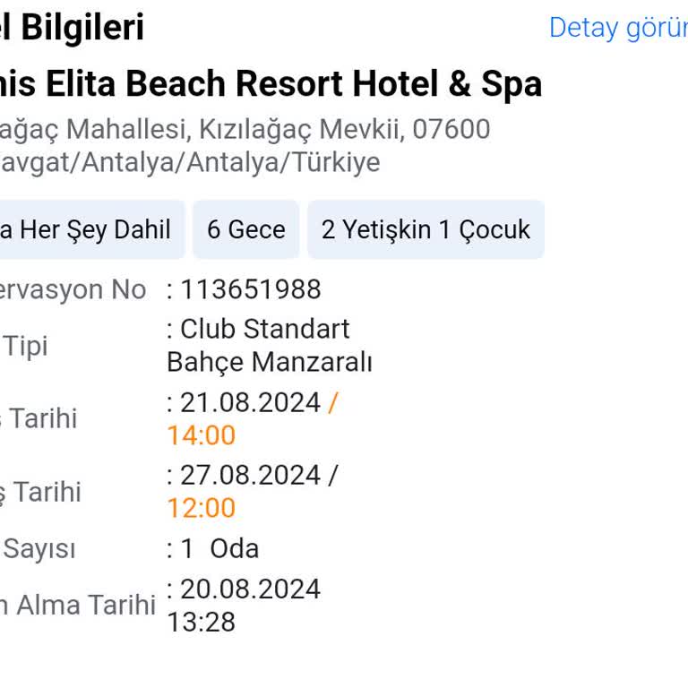 ETS Tur Ve Sunis Elita Beach Resort Hotel & SPA Eksik Bilgi