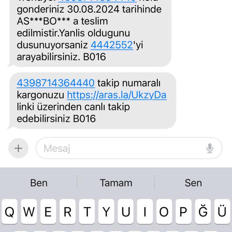 Aras Kargo Yanlış Teslimat Ve Eksik Bilgi