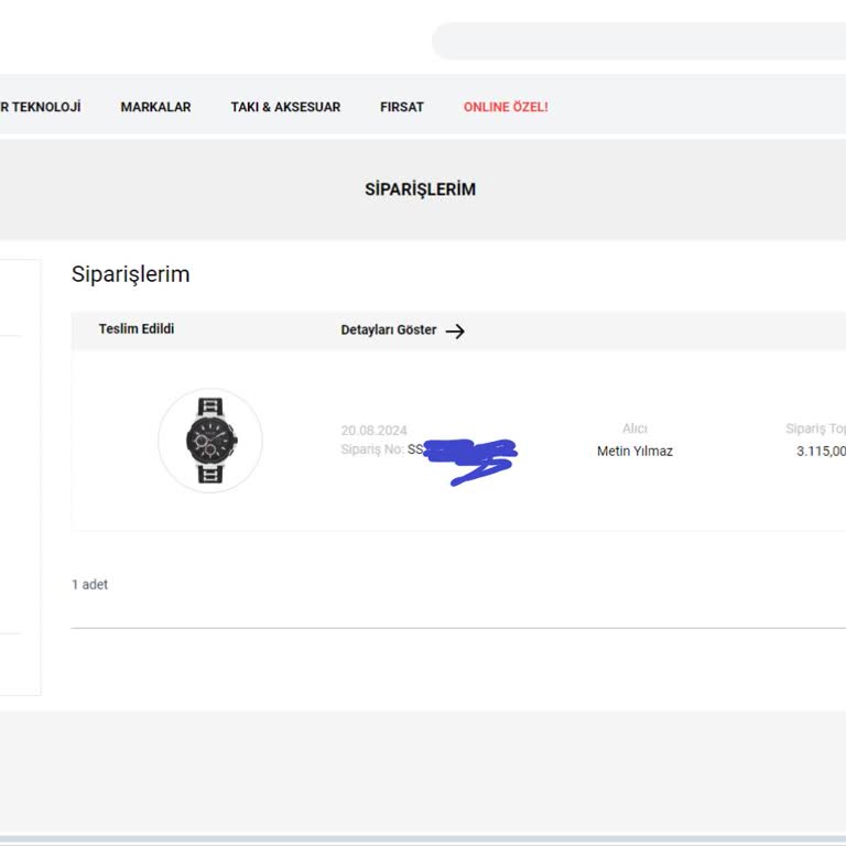 Saat & Saat Sipariş Teslim Edildi Yalanı