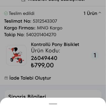 Pilsan Çocuk Bisiklet İade Talebi