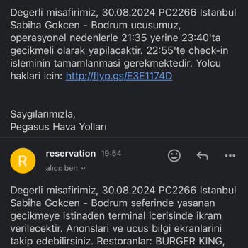 Pegasus Uçuş Saat Değişiklikleri Ve Yetersiz İkram Hizmeti