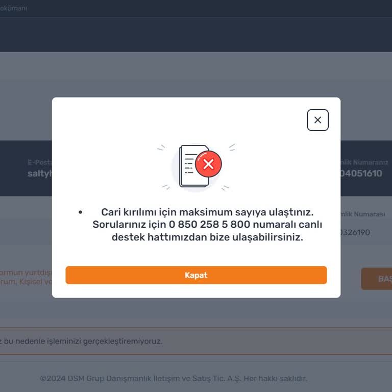 Trendyol Yemek Trendyol Pazaryeri Başvurumda Sistemsel Sorun (Cari Kırılım)