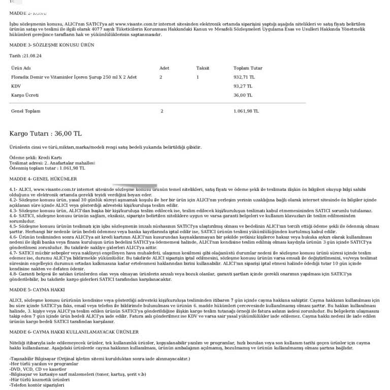 Visante Firması Siparişimi Göndermiyor.
