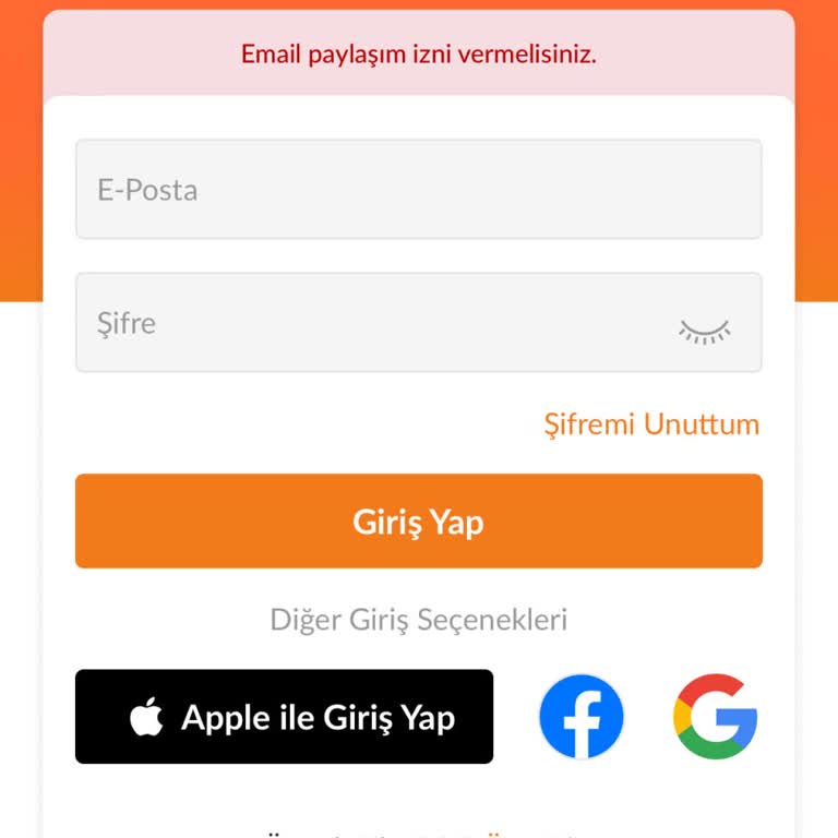 Trendyol Hesabı E Mail Paylaşım İzni Hatası