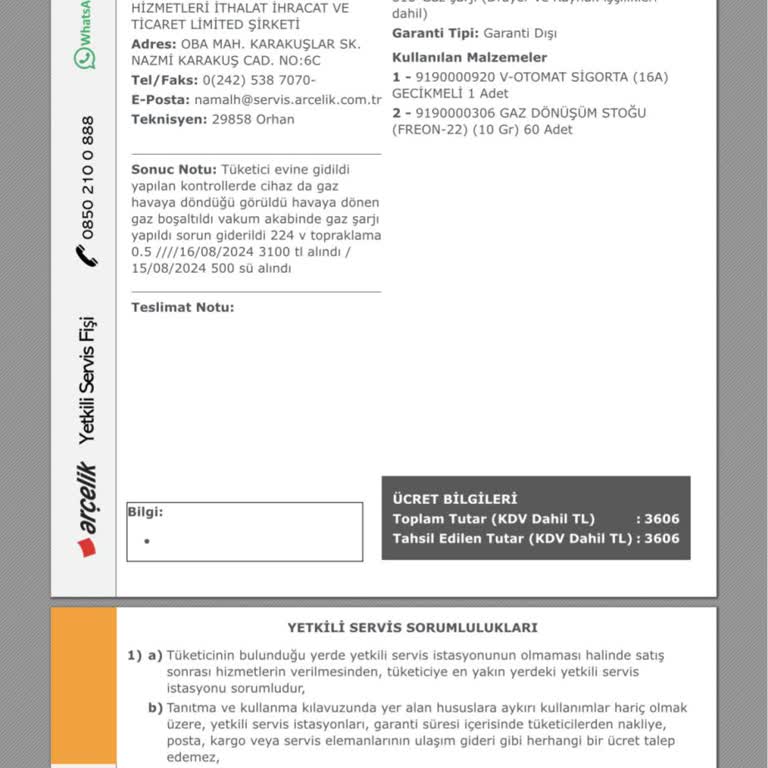 Yanlış Gaz Dolumu Nedeniyle Klima Sorunu ve İlgisizlik