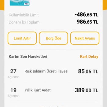 VakıfBank Risk Bildirim Ücreti - Alışveriş Faizi