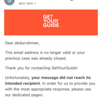 GetYourGuide Tedarikçi Profilimin Onayını İstiyorum 1 Yıldan Daha Uzun Süredir