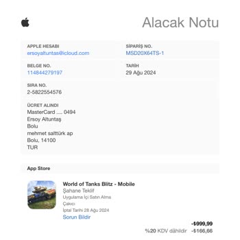 World of Tanks Ürün İadesi Talebine Karşı Ban Ve Emeğin Boşa Gitmesi